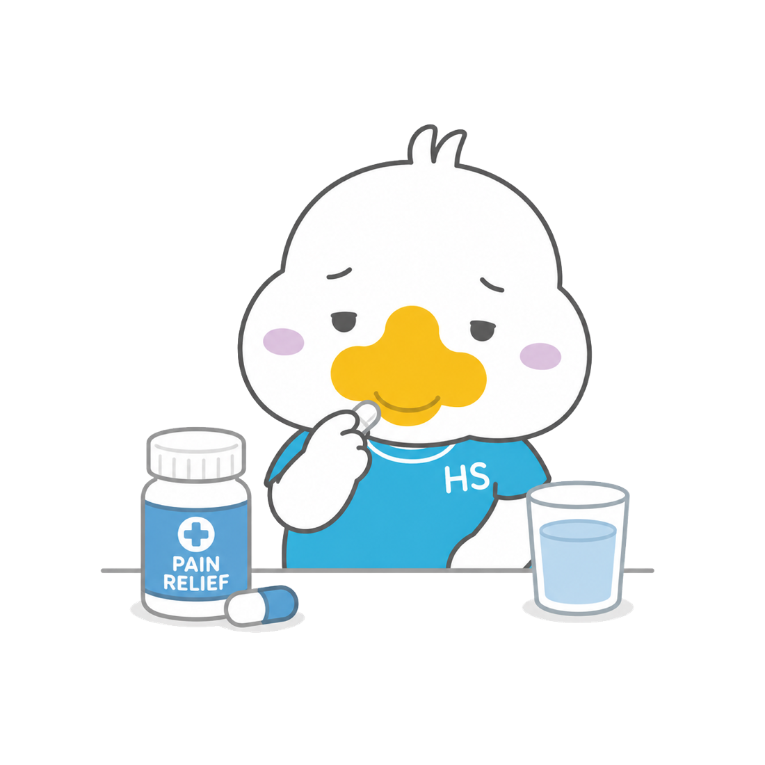 治療や薬を記録するアヒルさん